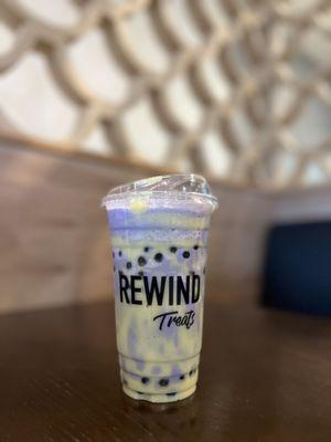 Taro boba with custard pudding