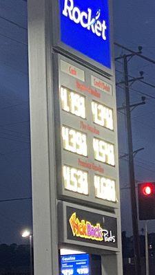 Price of mid grade fuel with cash