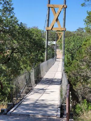 The suspension bridge that connects the two camps.