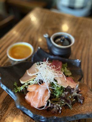 Sashimi Salad - albacore tuna, salmon, yellowtail, tuna ... so good if you're looking for something light.