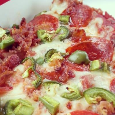 'Special Slice' aka "Fire-In-Me-Bunghole": Sausage, Pepperoni, BACON, and Jalapeñoz