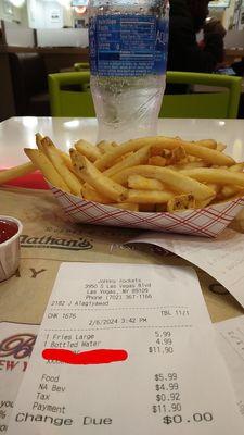 Overpriced water costs as much as overpriced fries!