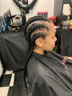 5 straight back braids