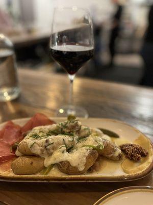 Fingerling potatoes with raclette cheese. We ordered a specialty ham on the side.