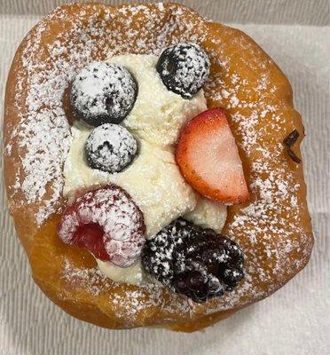 Bavarian cream with berries. Thank you kind patient for bringing us donuts at work this morning!