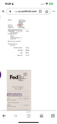 Receipt examples from FedEx website