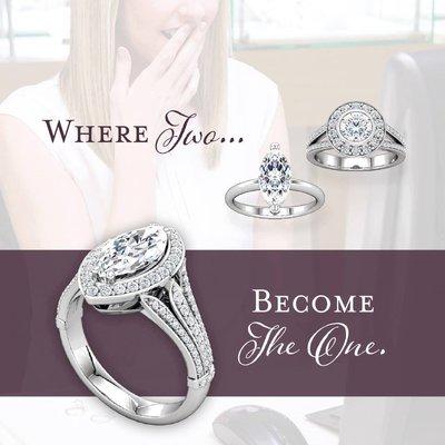 You love the halo from one ring, the shank from another, and the diamond cut of a third? We can help! Combine them into one perfect ring.