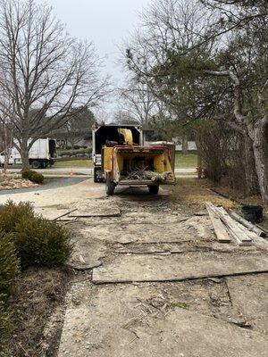 Had a grinder and another truck to remove all debris