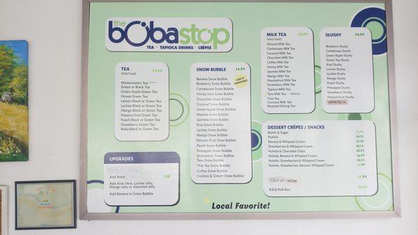 Boba Stop menu 2022 Nov