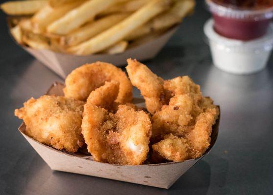 Deep Fried Shrimp with a side of Fries or Cole Slaw