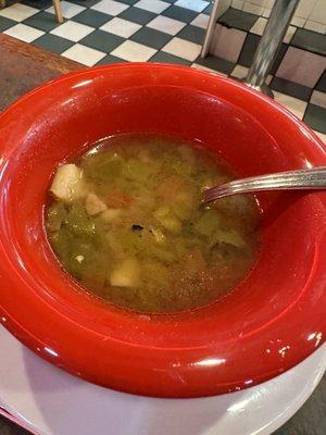 Green chili stew w/crackers