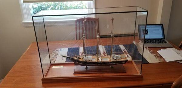 Restored Glass Ship Display case, just like new! Thanks Tico Tech!