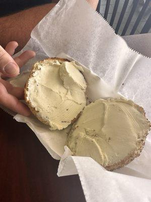 Everything bagel with cream cheese