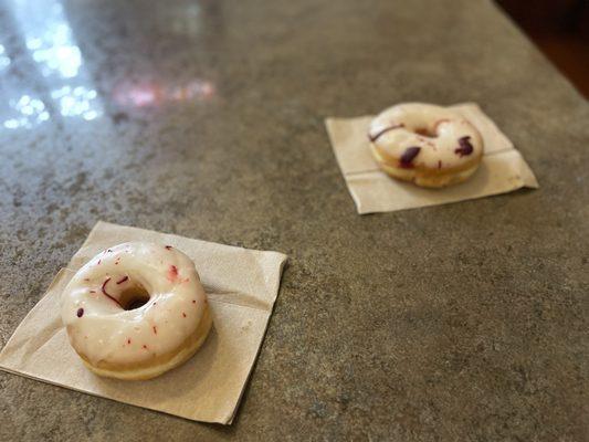 Our Halloween "bloody" donuts.   P.S.  not on the menu!