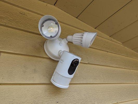 Motion lights and security camera