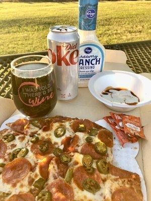 Stopped at the dollar store and got a glass and a coke $1.25 each. Mosied on to my picnic.