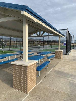 Four picnic pavilions.