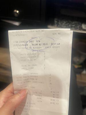 Receipt showing the item is able to scan per case but manager Oscar refuse to sell it by case