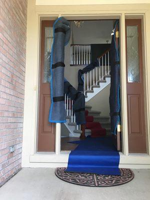 We provide floor runners, door pads, rail protectors to make sure nothing gets damaged.