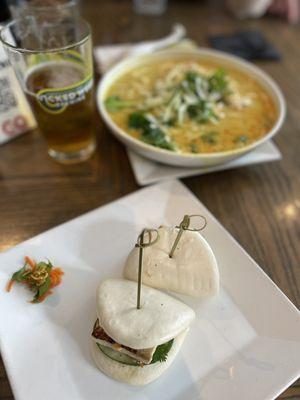 Tofu bao and Curry Laksa