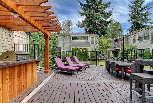 Community BBQ area with several seating options.