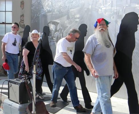 Area musician and visitors like to "Do the Beatle Walk" when they visit the tribute.