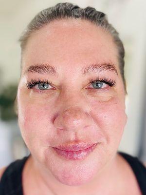 After classic eyelash extensions and brow lamination and tint.