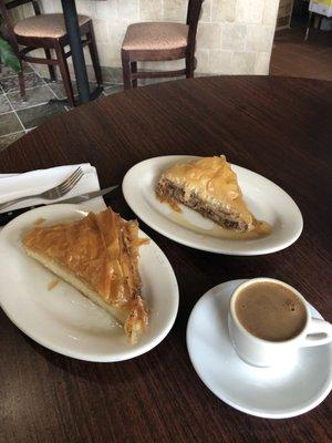 Baklava . Galaktoboureko..Greek coffee