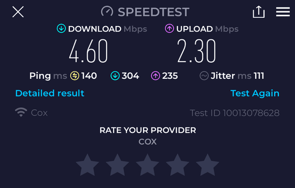 "High speed internet" from Cox