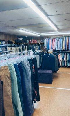 Men's clothes upstairs in Ladders