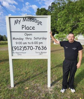 A photo of his sign