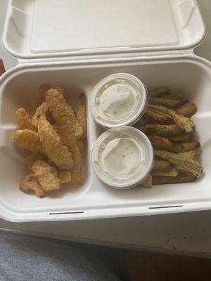 Onion petals and pickle fries