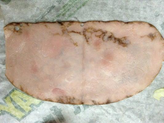 Ham from subway.  They told me this was normal.  When it was folded, I could only see a thin layer of black on the edges.