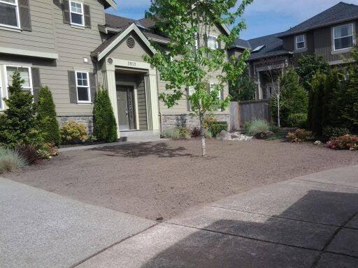 front yard before sod installation