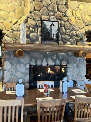 Inside restaurant- beautiful fireplace