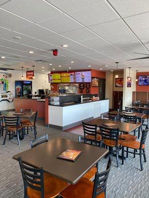 An interior shot showing the birthday siren on the ceiling. No better place to celebrate a birthday than Happy Joe's!