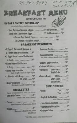 Breakfast Menu