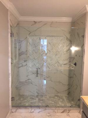 Shower glass doors.