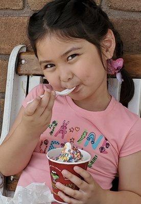 A very happy ice cream eater!