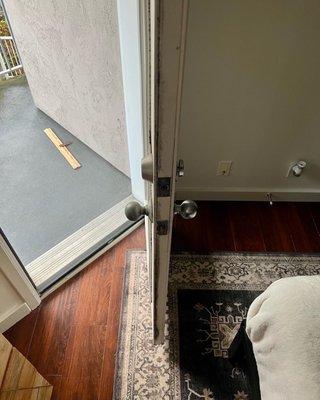 Rotting door with mold from leak