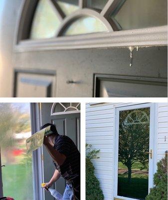 Storm Door Window Tinting: Their south facing storm door was trapping so much sun and heat, that the sealant around the window was melting.