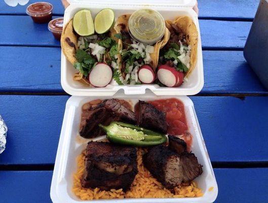 Beef rib platter ..  order of 3 steak tacos