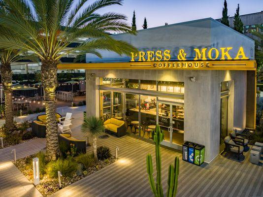 Press and Moka at night. Interested in hosting an event here? Contact us at info@pressandmoka.com