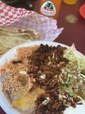 Adobada Plate with flour tortilla and Jarritos Mandarin