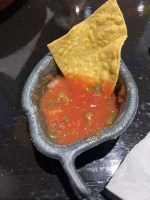 Salsa and one chip