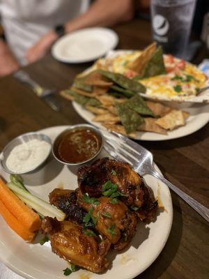 Appetizers: wings & artichoke dip