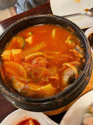 Spicy cod stew and cod roe