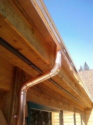 Copper Gutter with Round Downspout, Gutter Service Of Maine llc Image by Chad Johnson