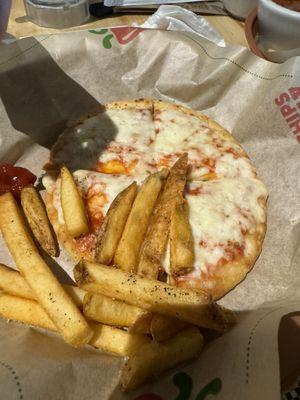 Pepper Pals Cheese Pizza with fries