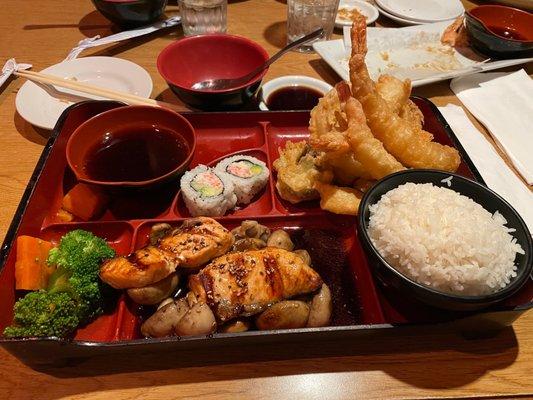 Teriyaki Salmon with shrimp and Vegetable Tempura